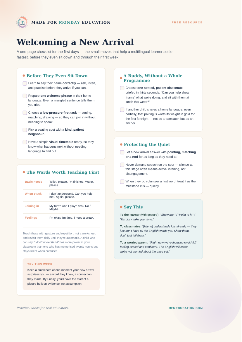 Welcoming a New Arrival free checklist